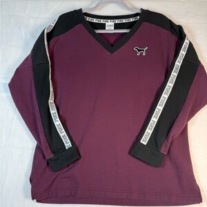 Pink Victoria's Secret Women's Burgundy Sweatshirt Size Large